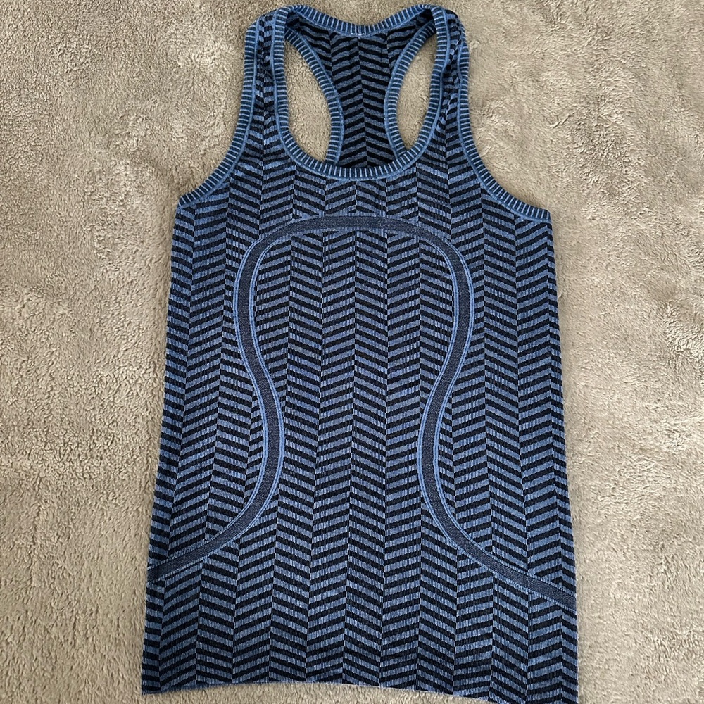 Lululemon Swiftly Tech Racerback Tank Top 2.0.  Black/Blue. Size 4